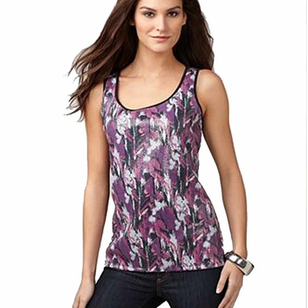 NWT Style & co. Black & Purple Sequin Tank PL